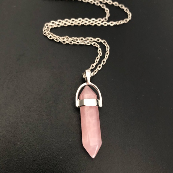 Rose Quartz Crystal Pendant Necklace - Picture 4 of 4